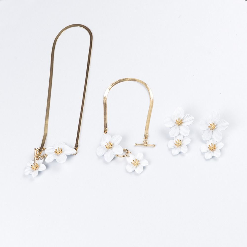 Ensemble de Bijoux Fleur en Métal Boucle OT Pendentif Ensemble de Bijoux Ensemble Collier Boucles d'Oreilles Fleur Fête