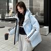 Хлопковая одежда в полоску с капюшоном для мужчин и женщин, новый модный бренд зимы, ежегодная холодная и теплая одежда-пуховик, утолщенное зимнее пальто