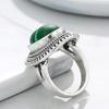 Vintage Silver Color Rings Oval Green Stone Ring Women Fashion Jewelry Anniversary Gift