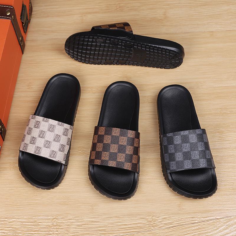Men's 2024 Genuine Leather Non-Slip Outdoor Beach Slippers - Trendy Single Strap Design