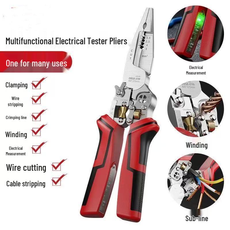 German Electrician s Multi-Functional Pliers: Wire Cutters, Crimping, Splitting, Stripping & Winding - New Model
