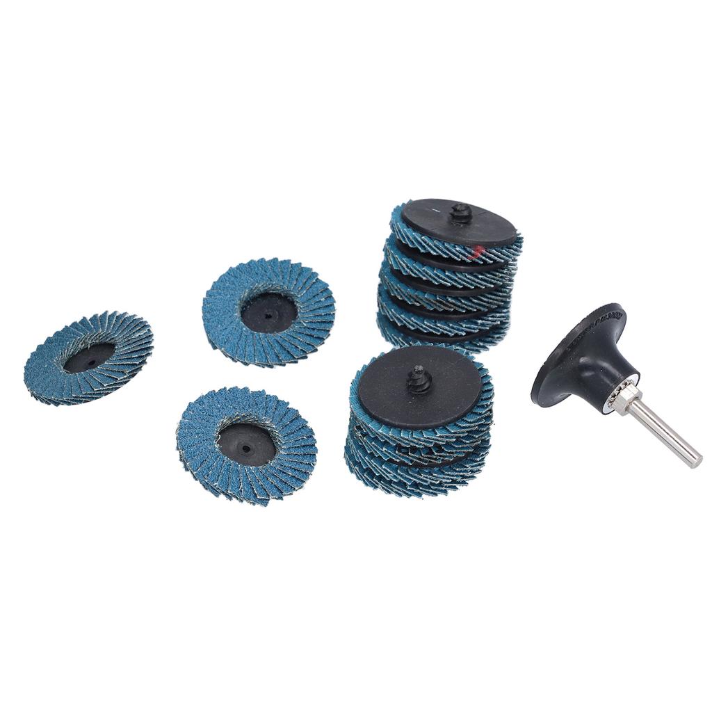 31 Stück 2 Zoll/5 cm flache Fächerscheibe, Körnung 40/60/80, blaues Zirkonoxid-Aluminiumoxid zum Schleifen, Mischen, Schleifen