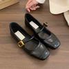 Silver Light Mouth Single Shoes Women's Spring and Autumn Casual Retro Small Leather Shoes Soft Flat Mary Jane Shoes
