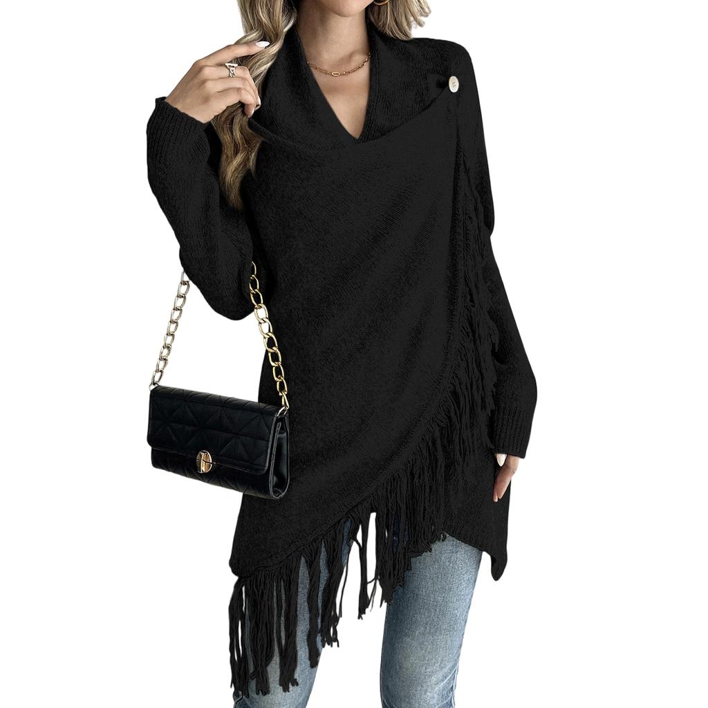 Women's Asymmetric Cardigan Sweater with Buttons and for Casual Outwear