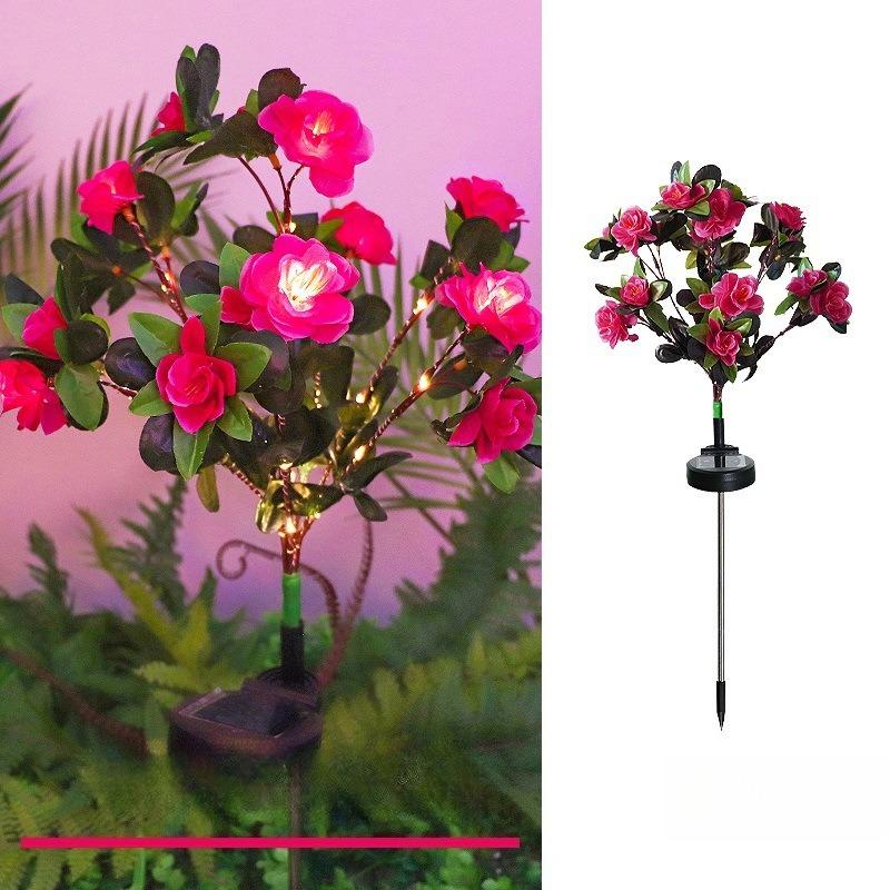 LED Solar Light Waterproof Azalea Solar Flowers Lamp Outdoor Decorative for Garden Yard Lawn Path Lighting Holiday Wedding Decor