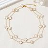 13mm Lucky 20 Flowers Four-leaf Clover Necklace 90cm Reversible Sweater Chain