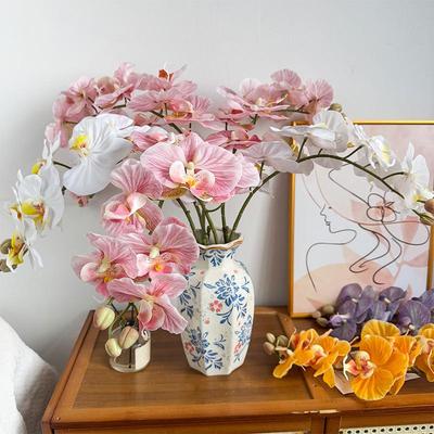 Realistic 9-Head Phalaenopsis Orchid Arrangement for Living Room, Entrance, Wedding, or Photography Decor