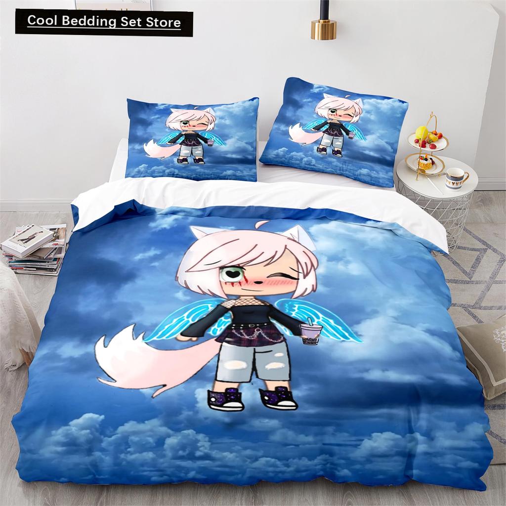 3D-tryckt Anime Gacha Life Påslakanset med örngott Polyester Tonåringar Barn Sängklädesset Full Queen King Size Sänglinne