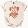 Cowboy Cat Graphic Western Style Bandana Hat Cute Country Kitty Rodeo Funny Animal Art T Shirt Cowgirl Rancher Tee