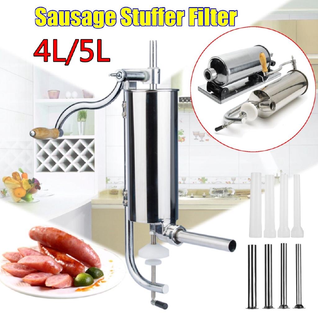 4L 304 Stainless Steel Meat Sausage Stuffer Maker Vertical Machine 4 Tube Commercial 600*150*120mm