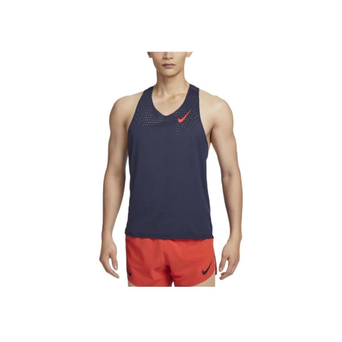 

Nike Aeroswift Dri-Fit Adv Quick-Dry Running Casual Vest Men Tops Obsidian Bright-Crimson FN4232-451 M