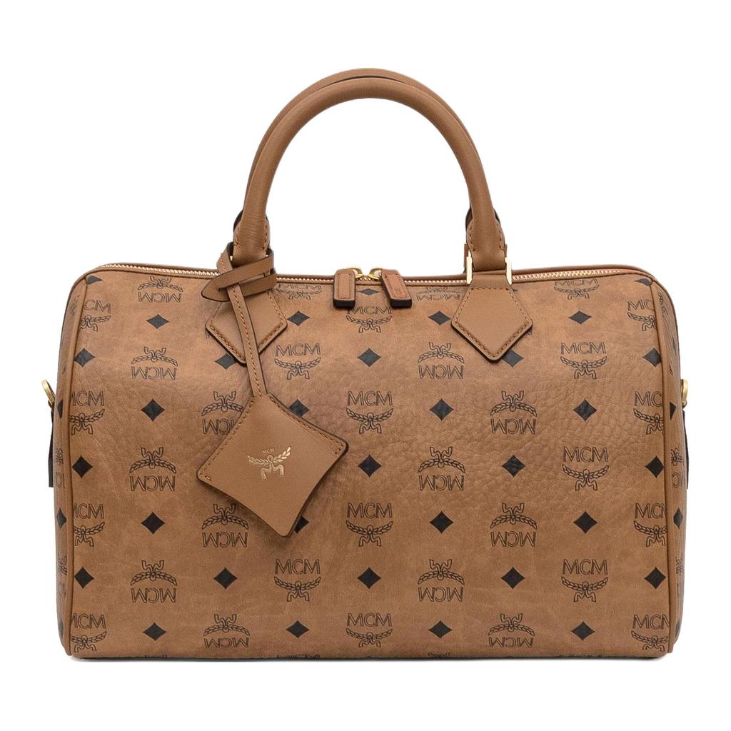 MCM Ella Integriertes Buchstabenlogo Geprägte Canvas-Tragetasche Mittel Damen-Handtaschen Braun MWBFAEA01CO001