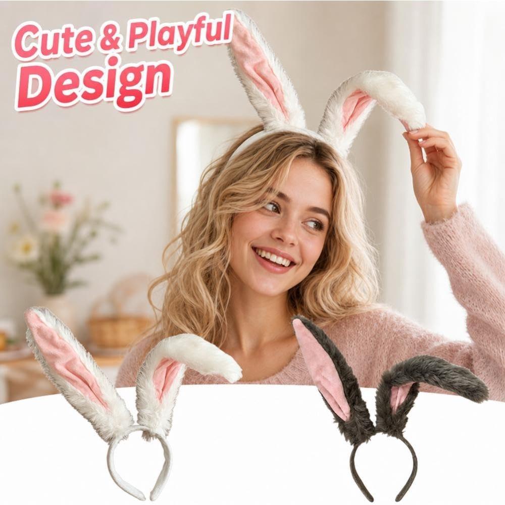 Bunny Ears Headband, Soft-Touch Easter Headband for Themed Party Birthday Costume, Cute and Quirky Cosplay Headwear