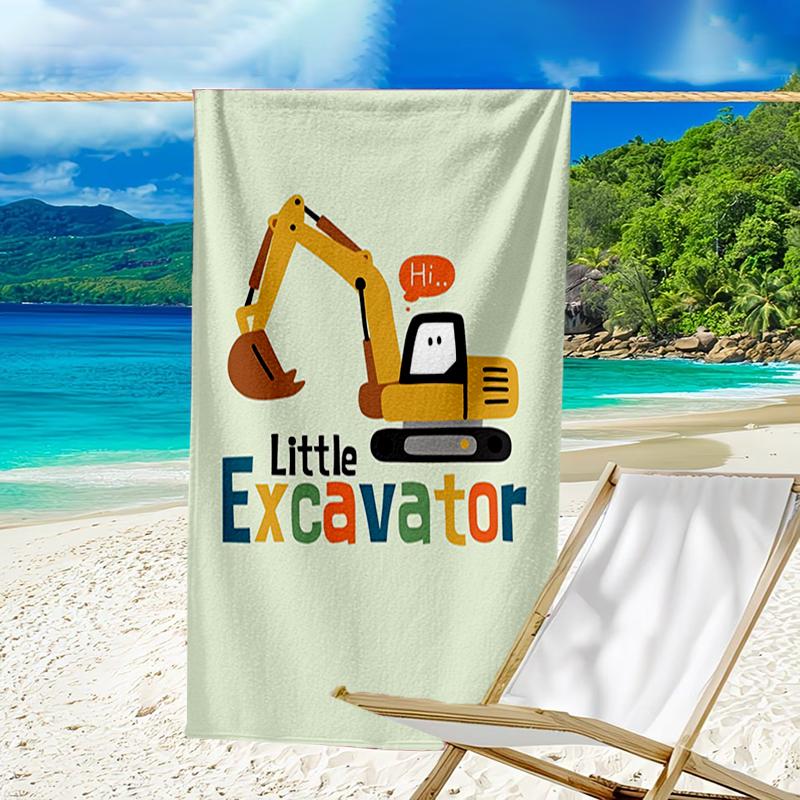 Ultra-Soft Beach Towel with excavator Theme,Ideal for Pool - Camping, Diving - Perfect Travel Essential, Vibrant Beach Towel.