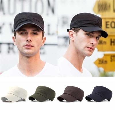 Klassische, schlichte Vintage-Kappe aus Baumwolle, Militärmütze für Herren und Damen, Patrouillen-Trucker-Hüte, verstellbare Flat-Top-Kappen