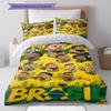 Brazil National Football Team Pattern Bedding,Quilt Set Quilt Cover Pillowcase Home Birthday Gift(1 * duvet cover + 2 * pillowcase, without core)