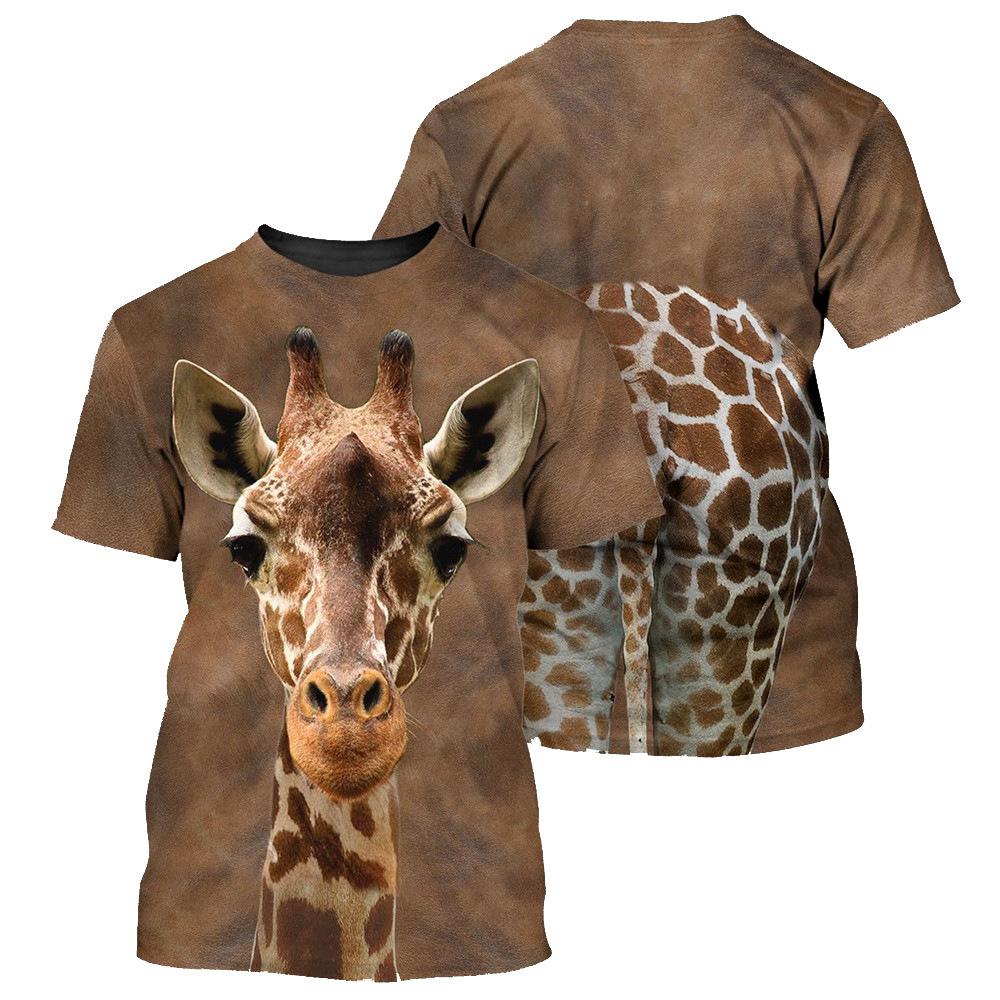 Summer Round Neck Animal Pattern 3D Print Top Fashionable Casual Short Sleeved Men's T-shirts