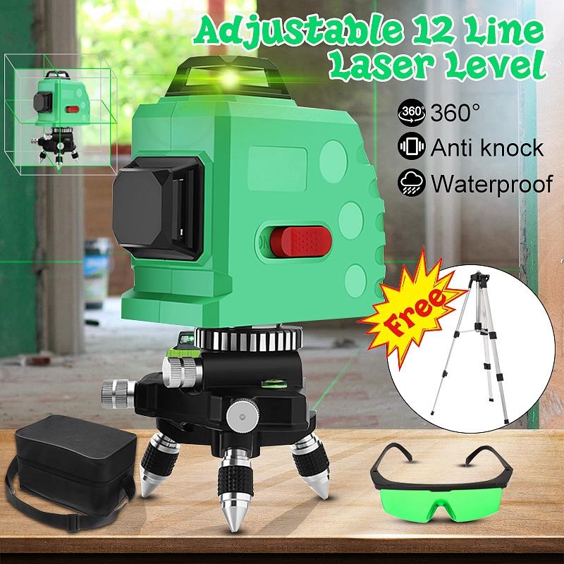 12 Line New 360 Horizontal Vertical Cross 3D Green Light Laser Level Self-Leveling Measure Super Powerful Laser Beam