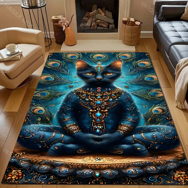 

Ковер с принтом медитирующего кота разных размеров для спальни, гостиной, прикроватный, под диван, напольный мат, современный домашний декор, коврик 40x60cm (16x24in)