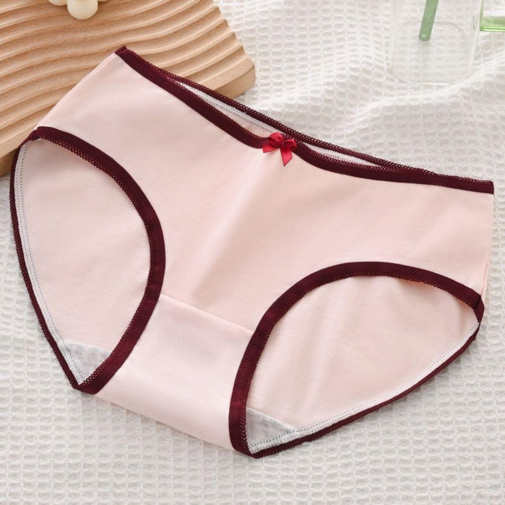 5PCS Bowknot Love Heart Panties Low Waist Women Underwear Sweet Strawberry Briefs  Girls