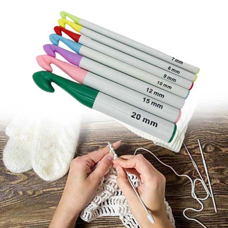 Buy 7pcs Huge Plastic Crochet Hook Set 7mm20mm Colorful Knitting Needle Sewing Tool at