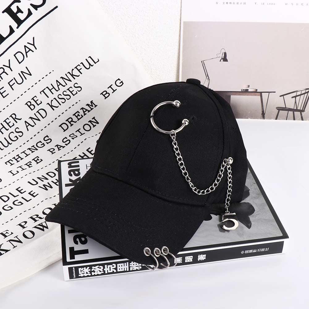Korean Adjustable Male Chain Outdoor Girls Cotton Snapback Hats With Ring Visors Cap Baseball Cap
