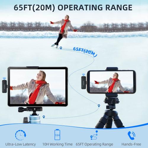 XIAOLO Wireless Microphone - Lapel Microphone - External Smartphone Microphone for iPhone/iPad - Noise-Canceling Microphone - 20M Transmission Range -