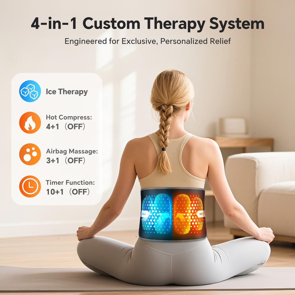 Cordless Warm & Cold Compress Air Compression Waist Belt Heating & Ice Pack Therapy Waist Massage Belt Back Lumbar Support Brace