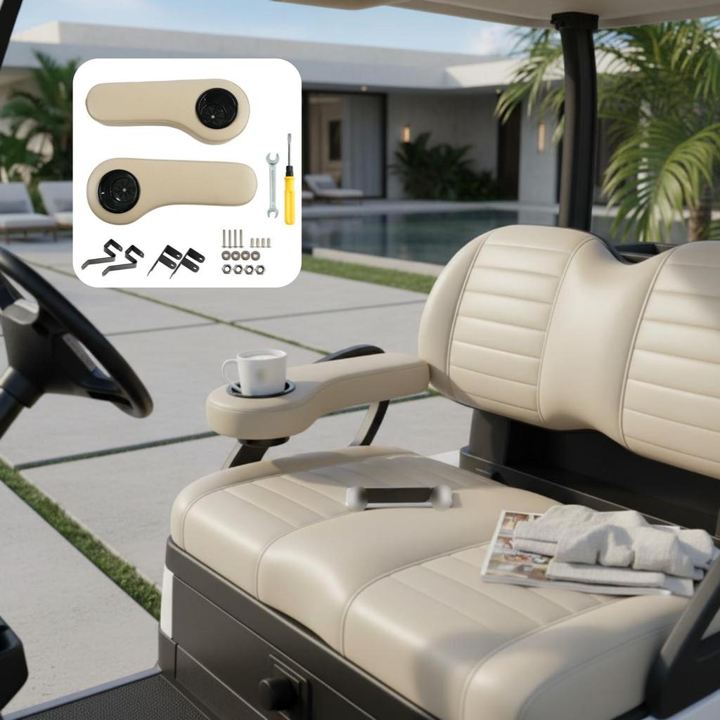 Golf Vehicle Rear Seat Armrest No Drilling Required