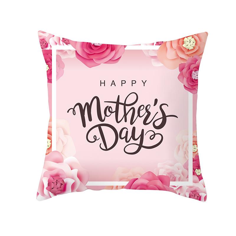 Mother's Day Pillow Peach Skin Printed Pillow Cover Sofa Cushion Cover Car Cushion Cover Home Decoration