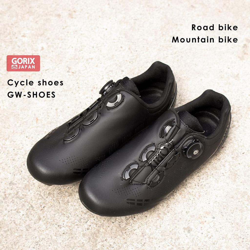 Gorix Men's Cycling Shoes, Road Bike Shoes, Cleat Compatible, Dial Adjustment, Black, Size 27.5-27.8cm (45cm)