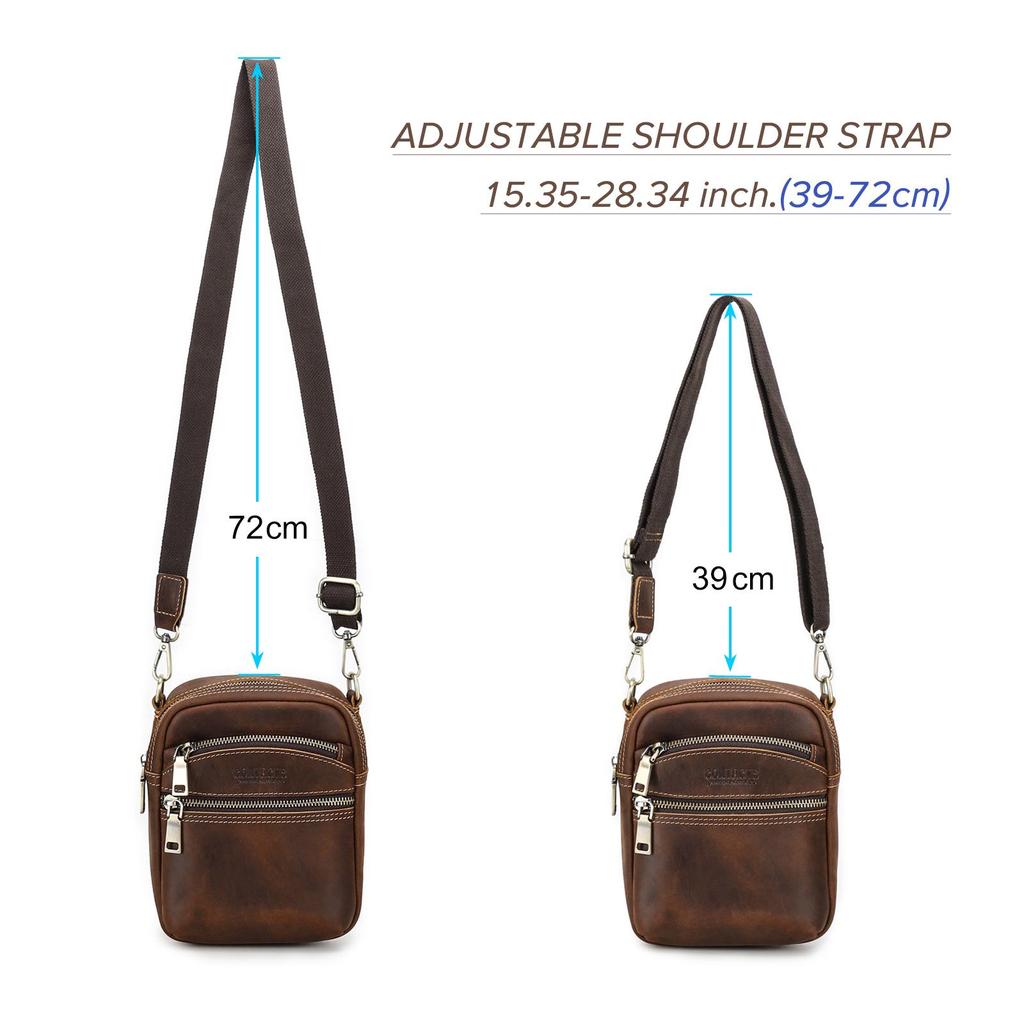 CONTACT'S Genuine Leather Belt  Waist Bag Small Money Phone Waist Pack Crazy Horse Leather Mini Bag