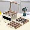 Gold Three-Layer Jewelry Box with Window for Necklaces and Earrings