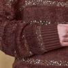 Maxza Sequin Stripe Loose Fit Boucle Knit Ze11qk015na