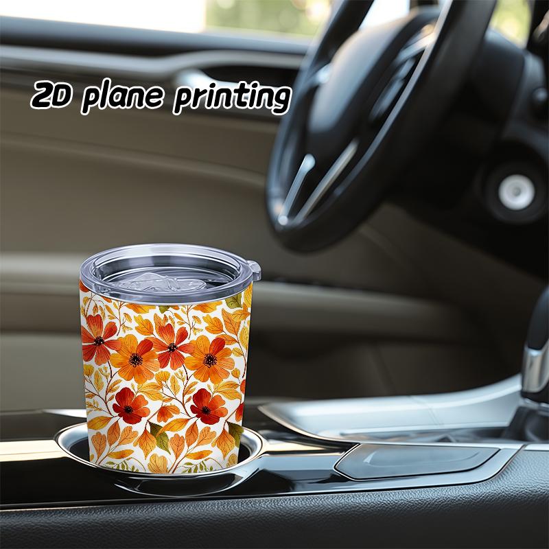 Car Tumbler 591ml Autumn maple leaf elements Straw Cup Tumbler With Lid Hot Cold Cup Straight Tumbler Leakproof Tumbler