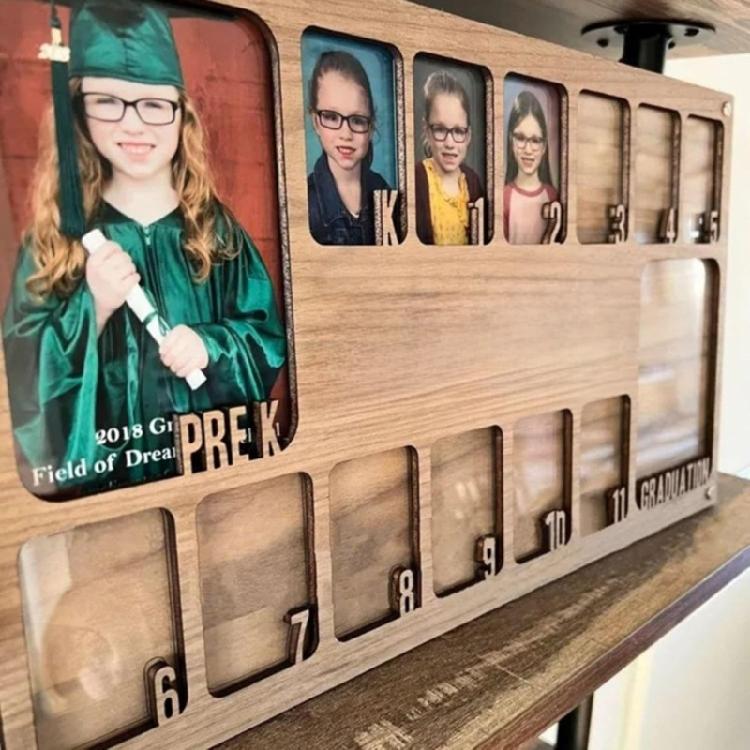 Graduation Keepsakes Personalizing Wooden School Years Picture Frame Pre-K to 12 for Kids Students Photo Display Frame