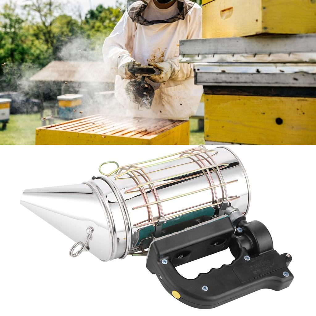 Electric Beehive Smoker 5V Stainless Steel with Heat Shield Handle Beekeeping Equipment