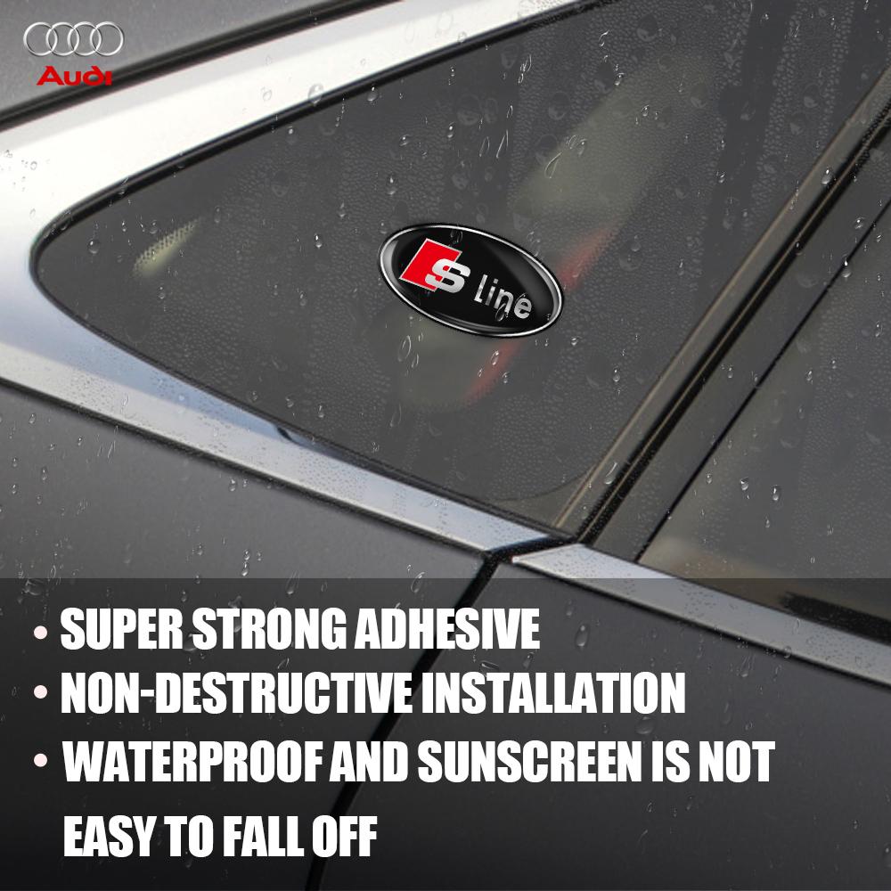 2026 Aluminum Car Oval Badge Body Trunk Decal Sticker Cover Decoration Auto Accessories For Audi Sline TT A4 A5 A6 A7 A8 8P RS Q6 Q8