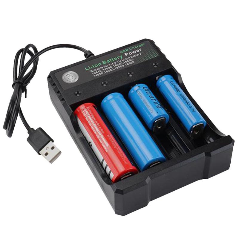 4 Slot 18650 Charger 3.7V Li-ion Battery USB Independent Charging 2X 3X 4X Portable Electronic 16340 14500 26650 Battery Charger