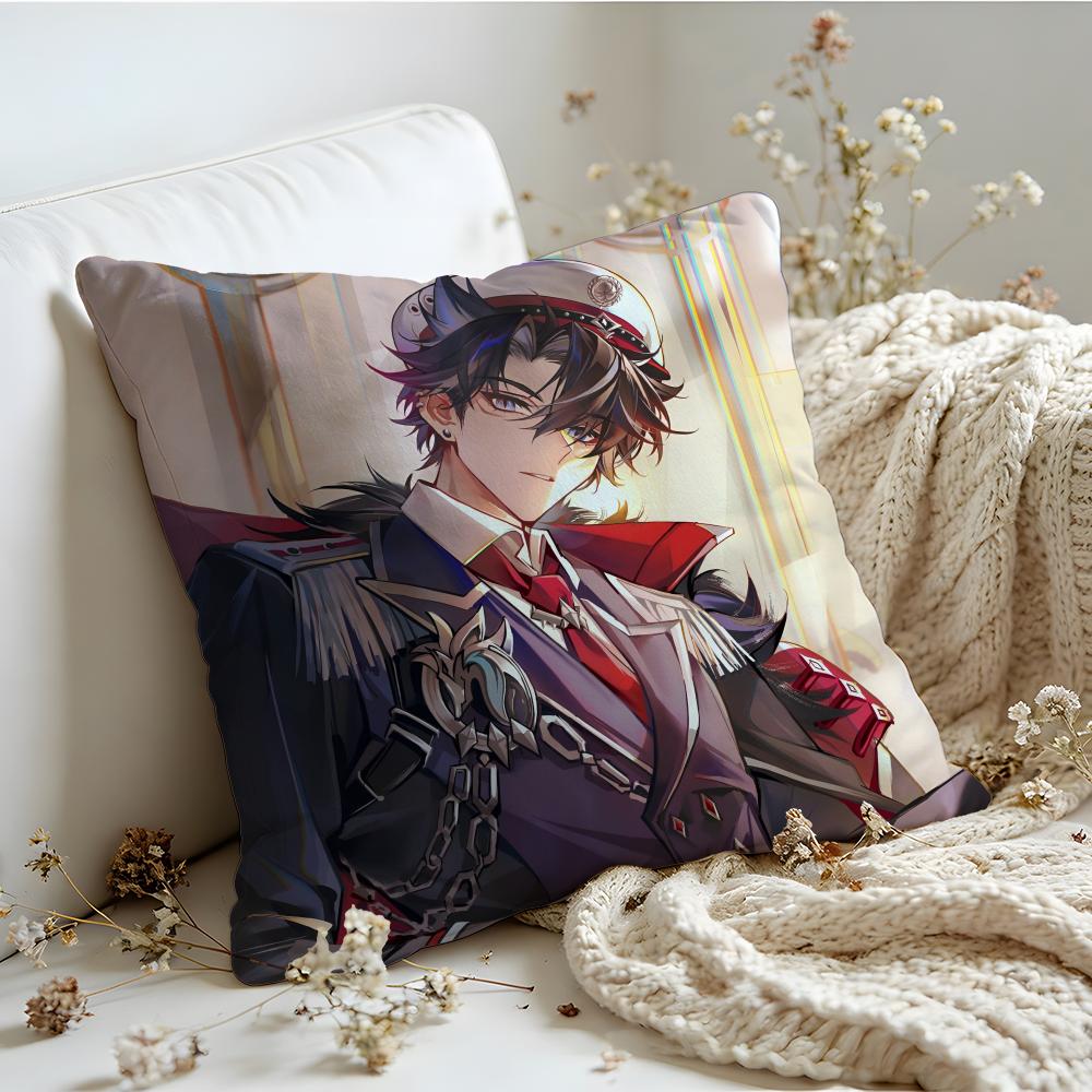 Cushion Cover Linen SkinFriendly Soft Decorative Case For Sofa Home Decor Genshin Impact WWriothesley Pillow Cover