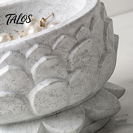 Office Desk Organizer 3D Printed OK Buddha Hand Lotus Flower Pot, Zen Style Mini Planter, Stone Texture Tabletop Ornament Desktop for Succulents