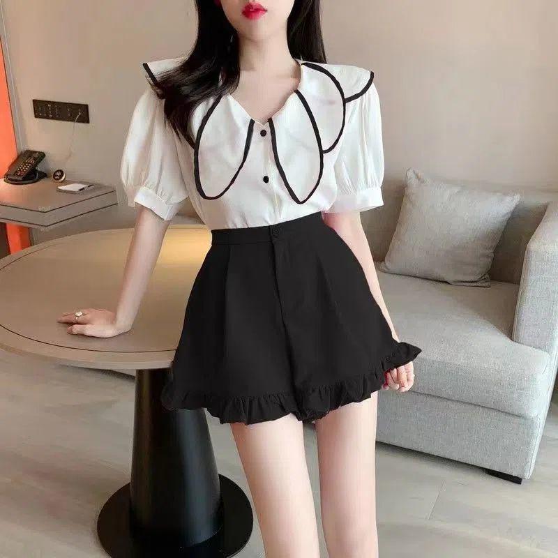 Women's Black High-Waisted A-Line Wide-Leg Pants - Summer 2026