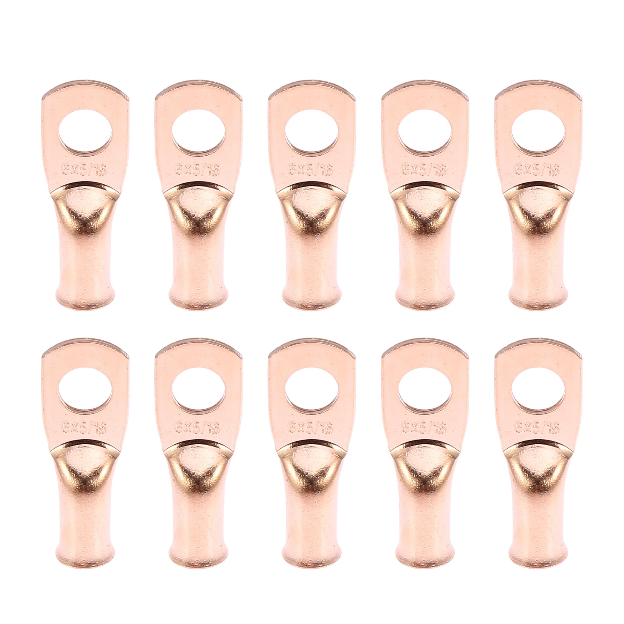 

X AUTOHAUX Кінцевик кабелю акумулятора автомобіля трубчастий кільцевий клема обтискний з єднувач мідний колір 10 шт 6 AWG-5/16