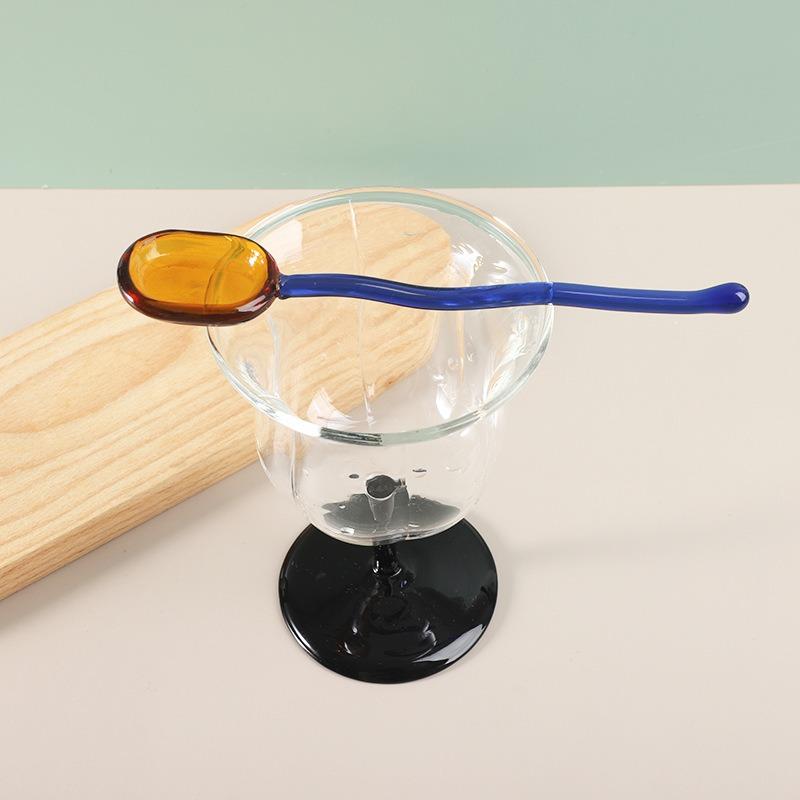 Long Handle Glass Soup Spoons High Temperature Colored Transparent Juice Coffee Dessert Stirring Spoon Kitchen Tableware4