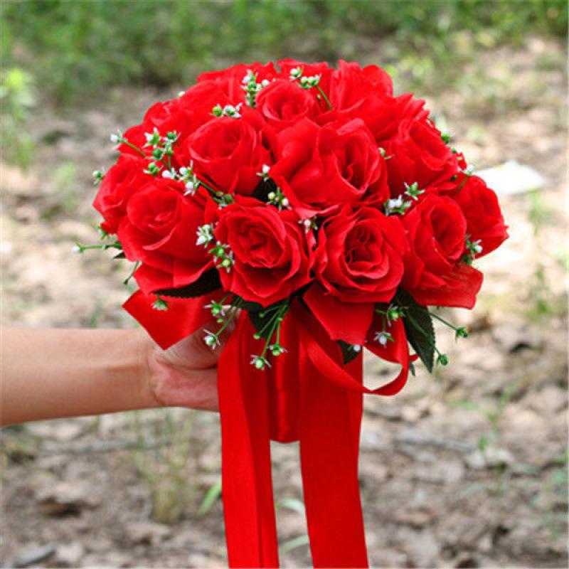 European Style Bridal Bouquet with Small Roses - Pink & White