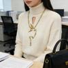 Elegant Gold Plated Peace Bird Charm Sweater Chain 80cm Length Retro Long Necklace Jewelry For Layering Outfits