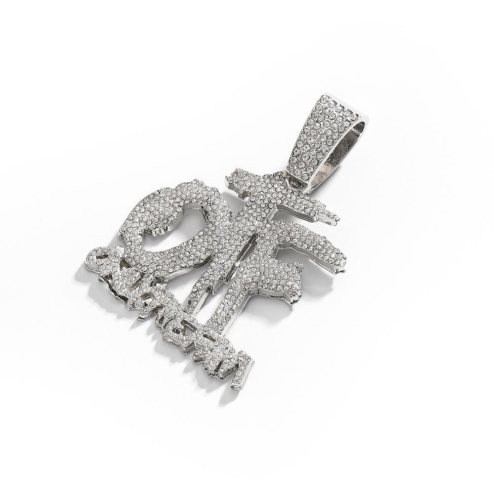 Hip Hop Otf Letter Necklace Men And Women Hip Hop Personality Versatile Trend Cuban Chain Jewelry Set