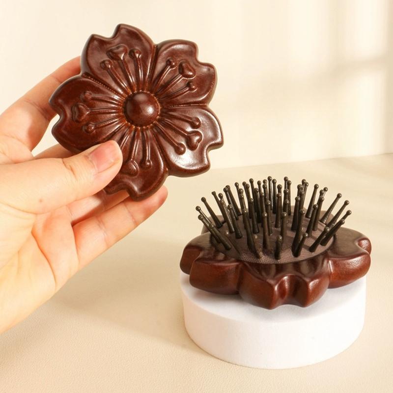 Flower Shape Sandalwood Scalp Massage Comb Meridian Comb Toothed Head Hair Comb Body Beautify Massage Gua Sha Scraping Care Comb