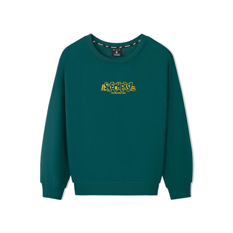 Skechers Warm And Cold Resistant Sports Casual Commuting Comfortable Fashionable Versatile Pullover Crewneck Sweatshirt L325U084-02XU S