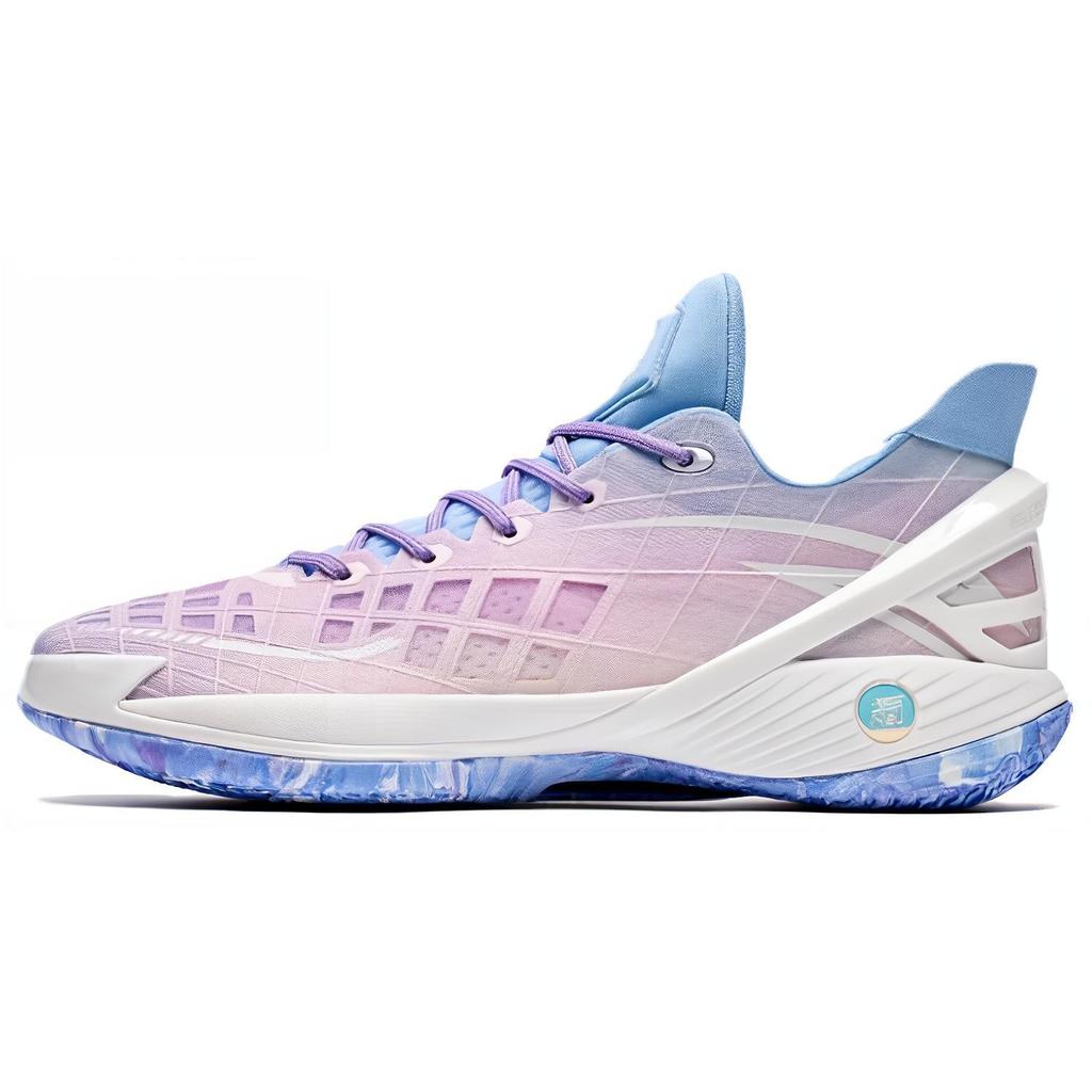 New Anta Frivolous Cushioning Anti Slip And Wear Resistant Low Top Basketball Shoes Men's Purple Blue White 112421614-2